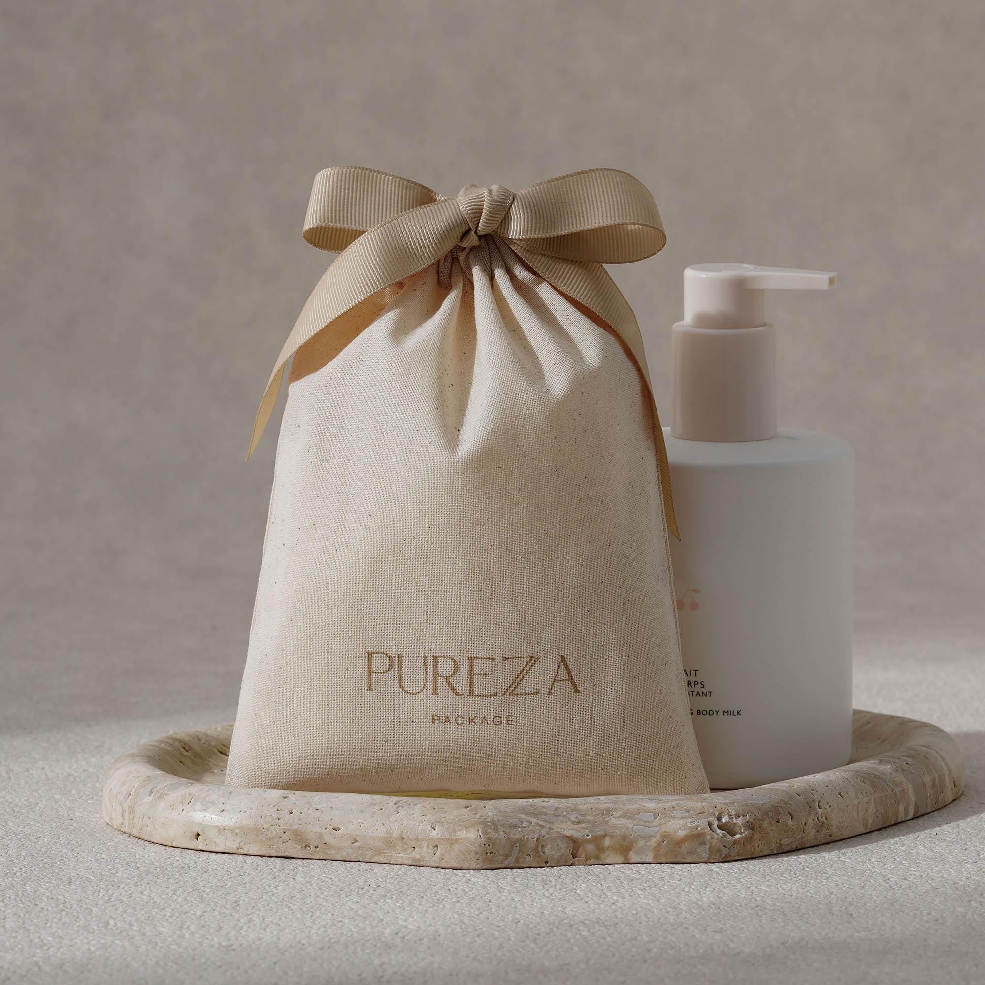 Pochette à cordon en coton nat - Luxury Skincare Packaging avis et prix
